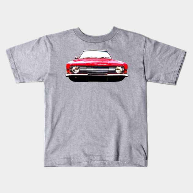 Ford Cortina MkIII 1970s classic car high contrast red Kids T-Shirt by soitwouldseem